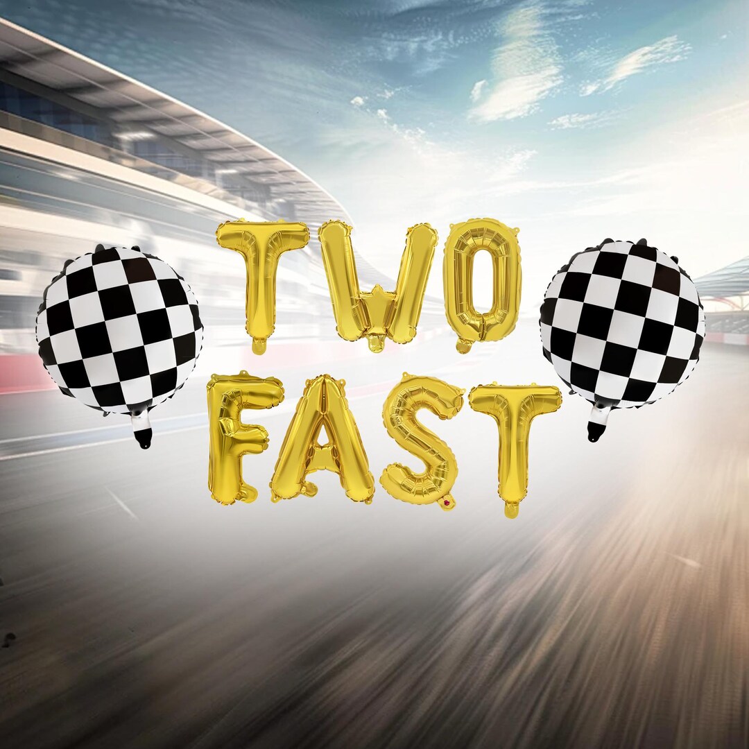 Two Fast Letters Two Fast Letter Balloons, 2nd Birthday Party Balloon Banner, Racing ...