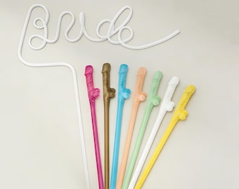 Ensemble de pailles pour enterrement de vie de jeune fille : pailles en spirale, cadeaux d'enterrement de vie de jeune fille, cadeaux d'enterrement de vie de jeune garçon, cadeaux de mariée, pailles en forme de pénis