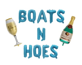Bannière de ballons Boats n Hoes : enterrement de vie de jeune fille ou de jeune garçon sur un yacht, décoration d'enterrement de vie de jeune fille