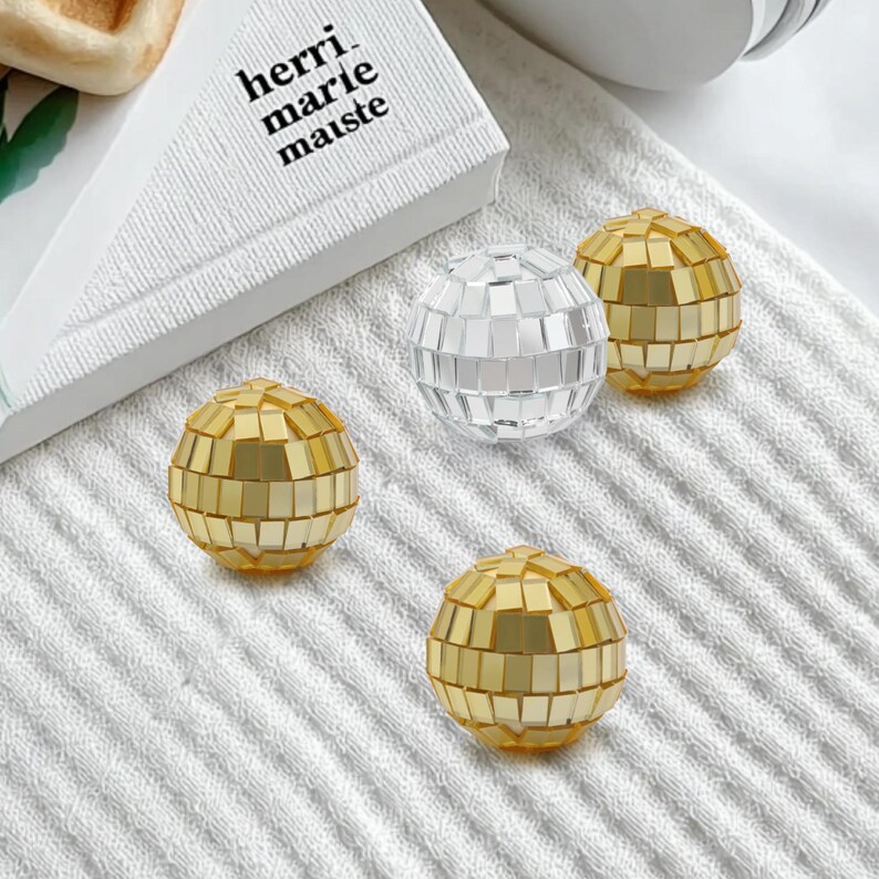 Mini Disco Balls Silver or Pink | Disco Cake Decorations | 3cm Glitter Balls | Retro Party Decor | Cake Toppers | 70s Theme Party image 14