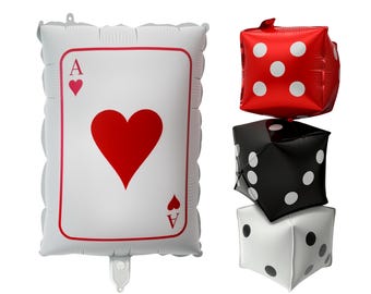Ensemble de ballons en aluminium pour poker et dés | Décorations de soirée casino, soirée poker