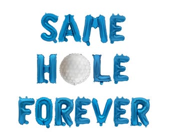 Ensemble de ballons avec lettre même trou pour toujours : décoration de bannière de ballon de golf pour enterrement de vie de jeune fille, country club/pickball, thème golf/tennis