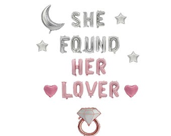 Kit de ballons « Elle a trouvé son amoureux » | Décorations pour future mariée | Ballons pour enterrement de vie de jeune fille | Décoration pour enterrement de vie de garçon | Accessoires pour photos de fiançailles