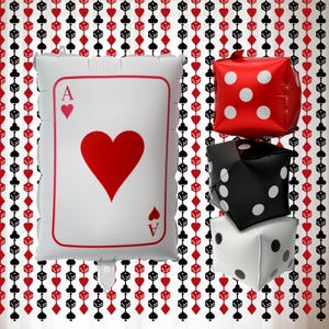 Poker and Dice Foil Balloon Set | Casino Party Decorations, Poker Party Curtains + Dice
