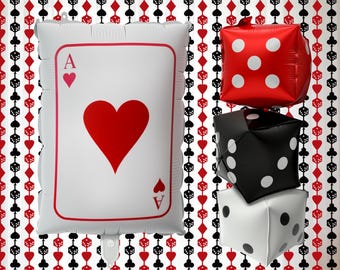 Poker and Dice Foil Balloon Set | Casino Party Decorations, Poker Party