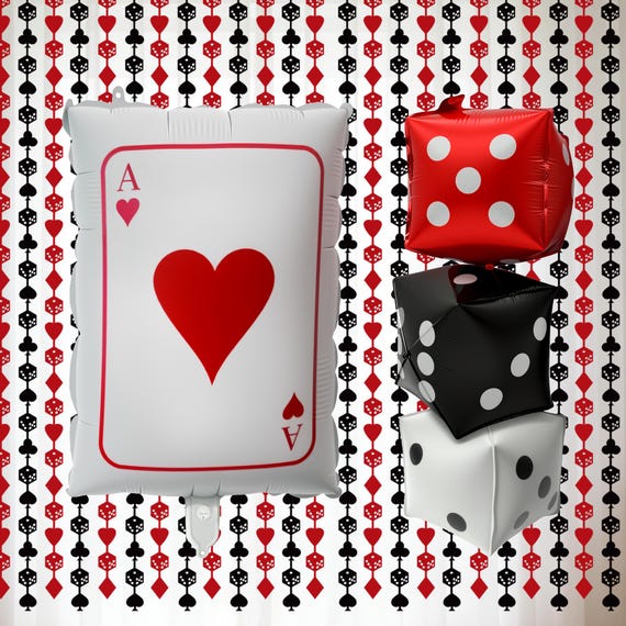 Poker and Dice Foil Balloon Set | Casino Party Decorations, Poker Party