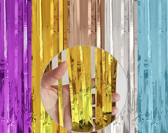 Rideau à franges avec serpentins métalliques, toile de fond photo de fête, EVJF, décoration de mariage, douche nuptiale, anniversaire, EVJF