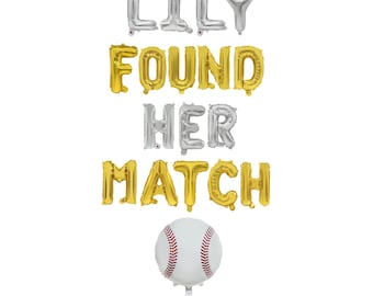 Elle a trouvé le véritable amour : un ensemble de ballons nom-lettre fait sur mesure, des décorations de cornichons pour le tennis pour une bannière de ballons pour un enterrement de vie de jeune fille ou de jeune garçon.