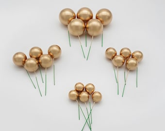 Boules à gâteau métalliques dorées : Boules à gâteau dorées, décorations de gâteau, ensembles de boules à gâteau, Boules à gâteau argentées, décorations de gâteau, décoration de sphères de gâteau, 20 pièces