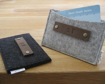 Monogrammed Wool Felt Card Holder Set: Eco-Friendly Business Gift -Christmas Gift