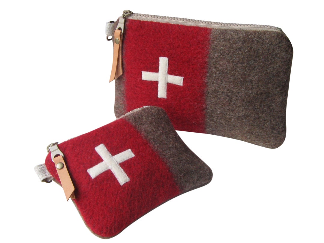 Swiss Army Wool Blanket Bag Gift Set of 2 Wash Bag Utility Pouch