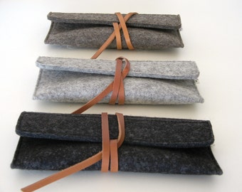 10 multifunctional Wool felt leather cases. Pencils-Glasses-Phone. 4 colors, soft, multi-functional, durable, eco-friendly - Great Gift