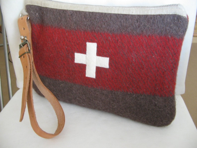 Swiss Army Wool Bag Clutch. Utilitytoiletry Bagunique Handmade From