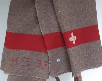Vintage 1937 Swiss Army Wool Blanket: Camping, Picnic, Decor Christmas gift
