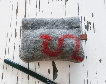 Swiss Army Wool Pouch, Coin Purse, Earphone Pouch, Change Holder. Handmade in Switzerland -Limited Edition