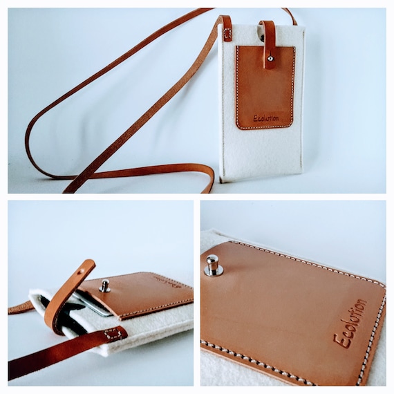 Extra Pocket Cell Phone Case in Calfskin Warm Tan