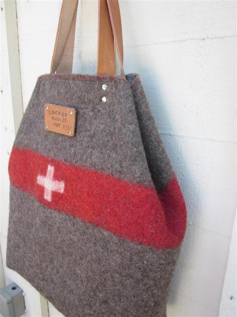 Swiss Army Blanket Bag XL Red Stripe Carry All Tote Etsy