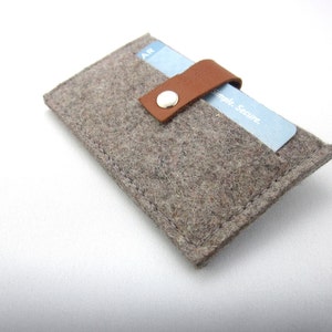 Cartera minimalista de fieltro de lana, tarjetero, tarjetero de visita, gris, ecológica, gran regalo para hombres, industrial