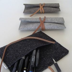 Minimalist wool felt leather case-sunglasses-pencil case-grey-handmade-soft-multi functional durable-eco friendly-great gift image 6