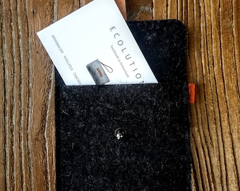 Wool Felt Leather Case for Business Cards, Felt Credit Card Case, 7th Wedding Anniversary Gift, Felt Case for Sister, Grandma Gift