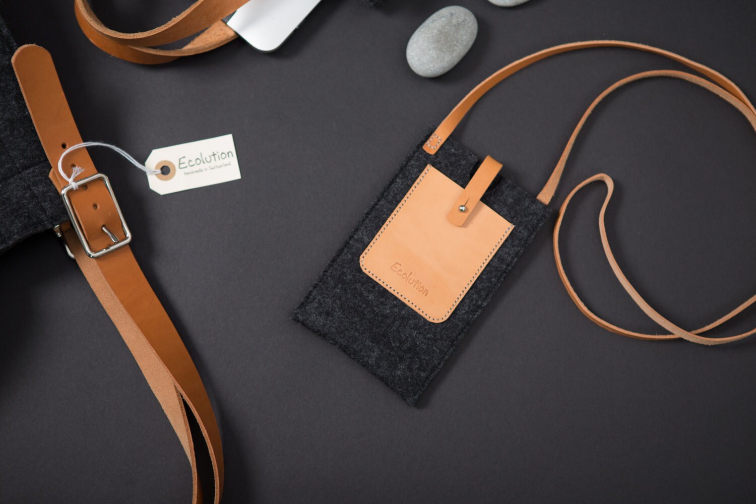 IPhone Cross Body iPhone Case With Strap Wool Felt Leather Eco Friendlyhandmade in Switzerland