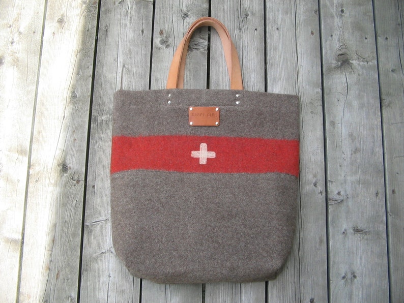 Swiss Army Blanket Bag XL Red Stripe Carry All Tote Etsy