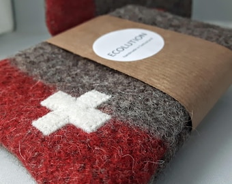 Upcycled Swiss Military Wool Pouch: Felted Traveler Bag Christmas gift