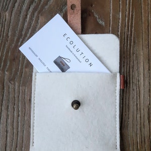 Wollfilz Leder Etui für Visitenkarten, Filz Kreditkartenetui, Geschenk zum 7. Hochzeitstag, Filzetui für Schwester, Geschenk für Oma