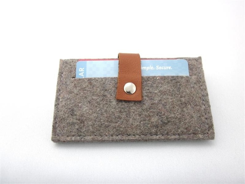 Minimalist Wool felt Wallet Credit Card Case Business Card Holder gray eco friendly great gift for Men industrial image 2