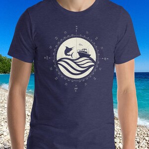 Marlin shirt boat fishing shirt swordfish shirt fish ocean lover gift for fishermen gift for him gift for dad gift for husband fishing scene