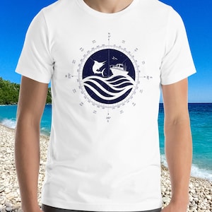Marlin shirt boat fishing shirt swordfish shirt fish ocean lover gift for fishermen gift for him gift for dad gift for husband fishing scene
