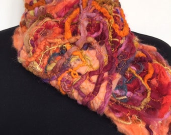 COLOURFUL WOOL SCARF, Bright Autumn Colours, warm, merino wool scarf, soft tactile neckpiece