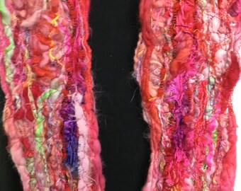 BOHO WOOLLEN SCARF, fringed scarf, pink scarf