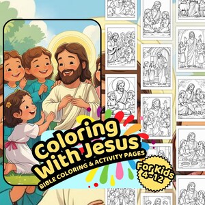 Kids&#39; Bible Coloring Book: Jesus & Scripture Activities (Digital Download)