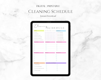 Lista de verificación de limpieza editable, planificador imprimible diario, semanal y mensual, tabla de tareas domésticas, descarga digital