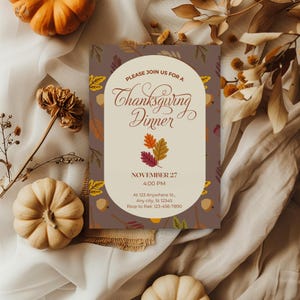 Thanksgiving Dinner Einladung: Bearbeitbare Vorlage (Digitaler Download) TG2