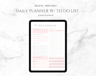 Planificador diario imprimible: Organizador semanal sin fecha (descarga digital)