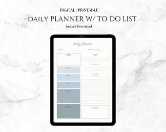 Planificador diario imprimible: horario diario y lista de tareas (descarga digital)