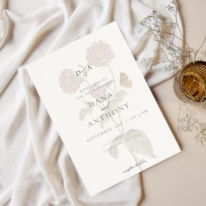 Vintage Floral Wedding Invitation: Minimalist Boho Design (Digital Download) A1