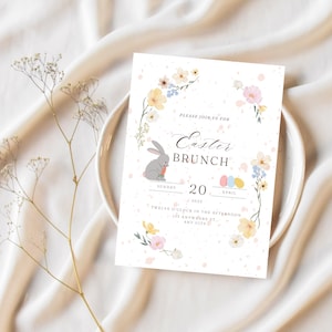 Osterbrunch-Einladung, Ostersonntag, Osterkarte, digitale Einladung, anpassbare Vorlage E3