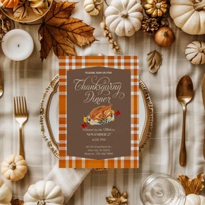 Thanksgiving-Dinner Einladung: Druckvorlage Truthahn Design (Digitaler Download)