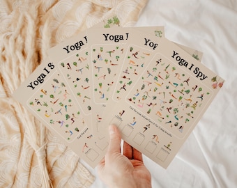 Gioco Yoga I-Spy / 5 pagine / Attività di movimento consapevole per bambini / Pausa cerebrale / Gioco calmante per bambini / Scheda di lavoro yoga stampabile