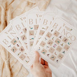 Yoga Bingo with 30 Different Cards | Calm Boho Design | Yoga Class Activity | Brain Break | Printable Yoga Games | Mindfulness activity