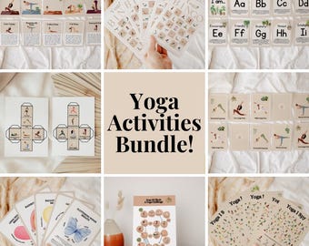Paquetes de juegos de yoga / Actividades y carteles bohemios / Tarjetas didácticas relajantes / Descansos para el cerebro / Aprendizaje socioemocional / Técnicas de respiración / Imprimibles para niños