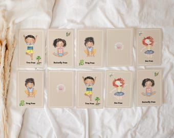 Juego de memoria de yoga / Actividad de acuarela para el aula / Descanso mental / Atención plena para niños / Movimiento relajante / Lección SEL / Recreo en interiores /