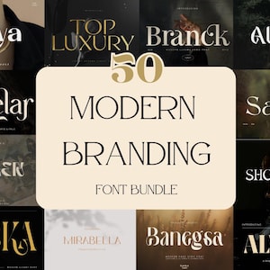 50 Modern Branding  Font Bundle - Luxury Elegant Beauty Font, Spring Font, Cricut, Wedding Font, Svg, Canva, Serif Font, Logo Fonts