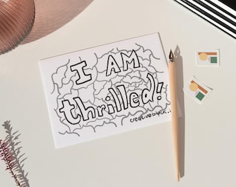 ¡Estoy emocionado! Página para colorear / A4 imprimible / Manualidades divertidas / Descarga digital instantánea