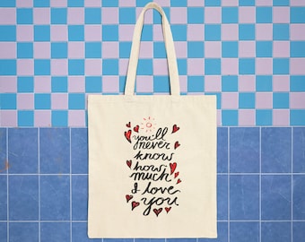 You Are My Sunshine Tote Bag | Double-Sided Love Quote Tote Bag | Cute Canvas Reusable Tote for Girlfriend Wife Daughter Sister Best Friend