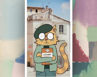 Bakarne, el gato vasco / Vinilo adhesivo con retrato ilustrado de gato