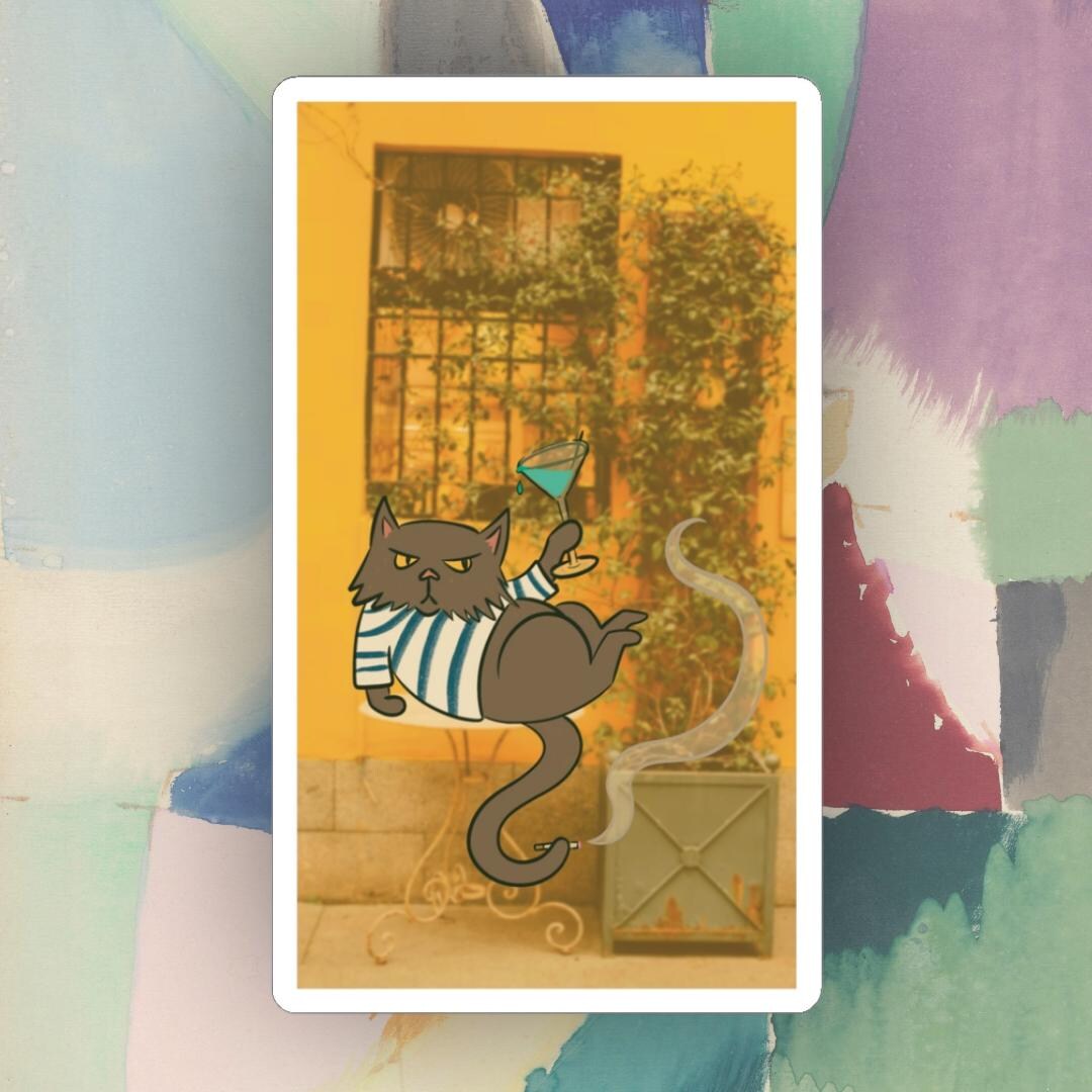 Sticker Rancios François the French Cat | Illustrated Cat Portrait Vinyl Sticker - Etsy